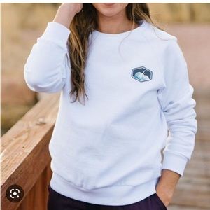 Zyia White Mountain Patch Crewneck Fleece Lined Sweater sz m